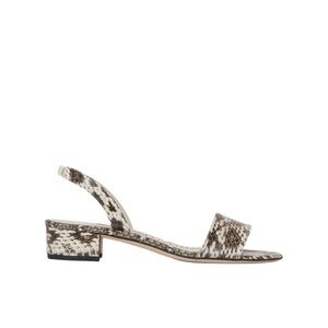Manolo Blahnik Patopia Leather Embossed Snakeskin Slingback 30 Block Heel Sandal
